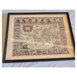 Framed Vintage World Map titled "Nova Totius Terrarum Orbis Geographica Ac Hydrographica Tabula" - approx. 22" wide