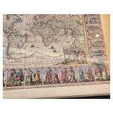 Framed Vintage World Map titled "Nova Totius Terrarum Orbis Geographica Ac Hydrographica Tabula" - approx. 22" wide