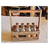 Best Aid Vintage Drink Bottles in Wooden Carrier