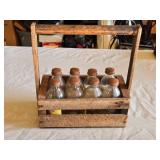 Best Aid Vintage Drink Bottles in Wooden Carrier