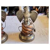 Pair of Eagle-Themed Table Lamps and Eagle Wall Decor (damaged)