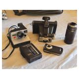 Polaroid and Digital Camera Lot including Pronto! B, Super Shooter Camera, Panasonic Cassette Player, and Soligor Lens