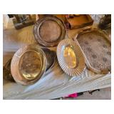 Vintage Metal Serving Trays and Platters including Continental Metal Hand Wrought 755 and Wilton Co. Tray