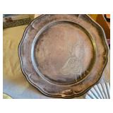 Vintage Metal Serving Trays and Platters including Continental Metal Hand Wrought 755 and Wilton Co. Tray