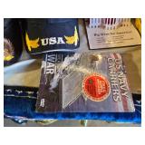 United States Military Memorabilia Collection including Hats, Flags, and DVD - Vintage Flag in Plastic