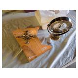 Heavy Brass Desk Clock with Nameplate and Minnesota Shaped Wall Clock