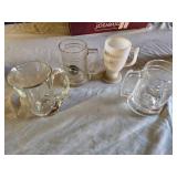 Glass Mugs and Cup Lot including Disneyland Jack Mug, Florida Mug, and Other Glassware