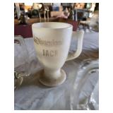 Glass Mugs and Cup Lot including Disneyland Jack Mug, Florida Mug, and Other Glassware