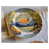 Lot of Art Pieces Including Paintings and Painted Plates