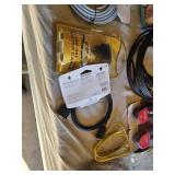 Various audio, video, and network cables, including RCA stereo audio cables, CAT6 network cables, VGA extension cables, USB printer cables, and more.