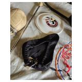 Mizuno Volleyball, Alpo Frisbee, Baton, and Mini Basketball Hoop Set, Air Pump with Broken Hose