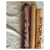 Easton Hammer Baseball Bat, 2 Wooden Bats (one with Simon Says burned into it)