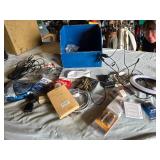 Assorted Electronics and Accessories including USB 2.0 Printer Cable, Mini FM Scanner Radio, and 8GB Flash Drive