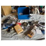 Assorted Electronics and Accessories including USB 2.0 Printer Cable, Mini FM Scanner Radio, and 8GB Flash Drive