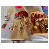 Christmas Ornaments including Handcrafted Glass Snowman, Penguin Couple, Santa Figures, and Decorative Balls
