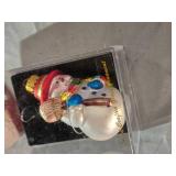 Christmas Ornaments including Handcrafted Glass Snowman, Penguin Couple, Santa Figures, and Decorative Balls