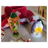 Christmas Ornaments including Handcrafted Glass Snowman, Penguin Couple, Santa Figures, and Decorative Balls
