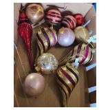 Christmas Ornaments including Handcrafted Glass Snowman, Penguin Couple, Santa Figures, and Decorative Balls