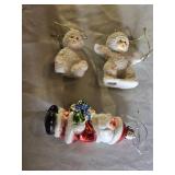 Christmas Ornaments including Handcrafted Glass Snowman, Penguin Couple, Santa Figures, and Decorative Balls