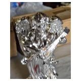Pair of Silver Colored Angel Candle Holders and Candles
