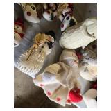 Lot of Christmas Decorations including Snowman Figurines, Santa Figure, and Various Ornaments