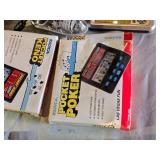Lot of Electronic Handheld Games and Accessories including Radica Pocket Poker and Pocket Keno, LeapFrog LeapPad, and Psylone PS2 Controller