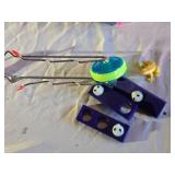 Lot of Puzzle and Toy Items including Skip-It, Bingo Bottle Stand, and Jigsaw Puzzles