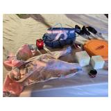 Denim Handbag with Rainbow Strap, Doll Outfit, and Assorted Toys