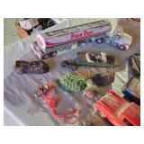 Assorted Toy Vehicles and Accessories Lot including Monster Trucks, Cars, and Tank