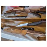 WÃ¼sthof Knife Block with Assorted Knives and Other Assorted Kitchen Knives