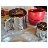 Mixing Bowls, Pyrex Glass Bowl, Pie Dish, and Kitchen Accessories