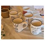 Lot of Assorted Coffee Mugs with Various Designs and Logos