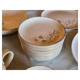 Vintage China Dinnerware Set with Floral Pattern and Serving Pieces