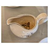 Vintage China Dinnerware Set with Floral Pattern and Serving Pieces