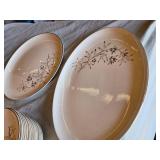 Vintage China Dinnerware Set with Floral Pattern and Serving Pieces