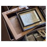 Large Lot of Picture Frames and Art Pieces including Framed Prayer, Assorted Frames, and Decorative Pieces