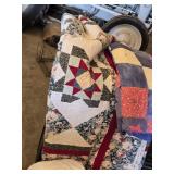 Quilts and Blankets Lot including Handmade Quilts, Fleece Blanket, and Bedding