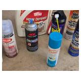 Lot of Household Chemical Products including Ortho Home Defense Insect Killer, Klean Strip Brush Cleaner, and Krylon Clear Varnish