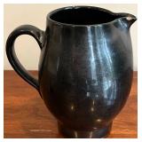 DR - Prinknash Abbey Pottery Pitcher & Small Vintage Black on Black Pottery Dish - Black Glaze