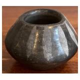 DR - Prinknash Abbey Pottery Pitcher & Small Vintage Black on Black Pottery Dish - Black Glaze