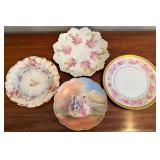 DR - Limoges France Porcelain Plates - 4-Piece Floral & Scenic Set