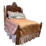 LBR - Antique Victorian Carved Four-Poster Bed