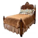 LBR - Antique Victorian Carved Four-Poster Bed