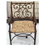 D - Wrought Iron Round Patio Table with 4 Cushioned Chairs