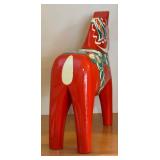 LL - Large Dala Horse - Hand-Painted Red Wooden Folk Art Figure