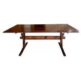 LL - Vintage Solid Wood Rectangular Table - Dark Finish, Removable Top