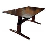 LL - Vintage Solid Wood Rectangular Table - Dark Finish, Removable Top