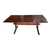 LL - Vintage Solid Wood Rectangular Table - Dark Finish, Removable Top