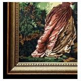 LL - Needlepoint Framed Art - Vintage Girl with Dog Outdoors