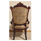 LL - Antique Victorian East Lake Walnut Parlor Armchair - Floral Tapestry Upholstery